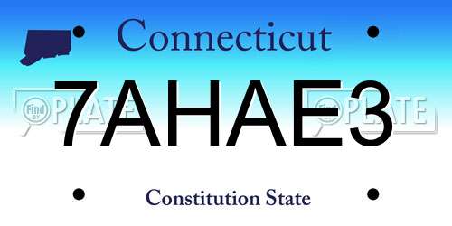 7AHAE3 Connecticut License Plate