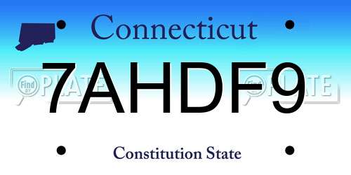 7AHDF9 Connecticut License Plate