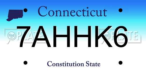 7AHHK6 Connecticut License Plate