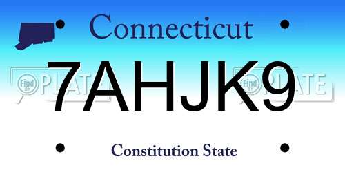 7AHJK9 Connecticut License Plate