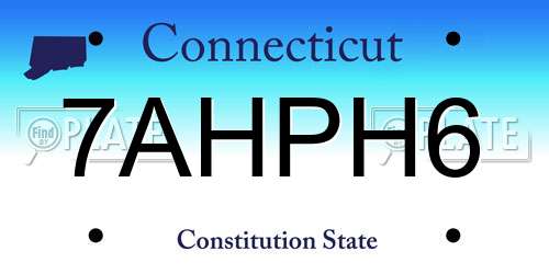 7AHPH6 Connecticut License Plate