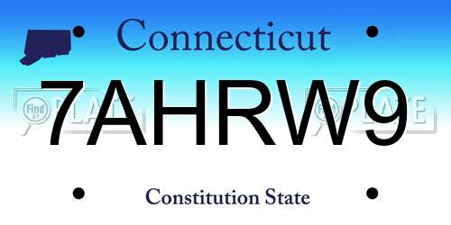 7AHRW9 Connecticut License Plate