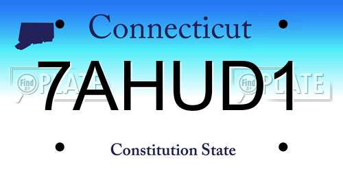 7AHUD1 Connecticut License Plate