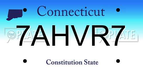 7AHVR7 Connecticut License Plate
