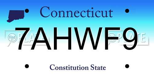 7AHWF9 Connecticut License Plate