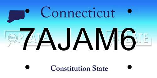 7AJAM6 Connecticut License Plate