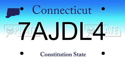 7AJDL4 Connecticut License Plate