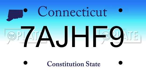 7AJHF9 Connecticut License Plate