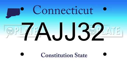 7AJJ32 Connecticut License Plate