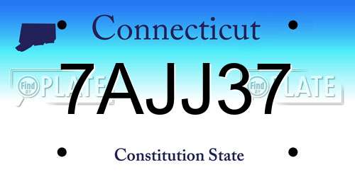 7AJJ37 Connecticut License Plate
