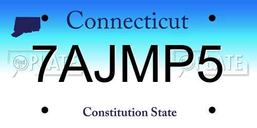 7AJMP5 Connecticut License Plate