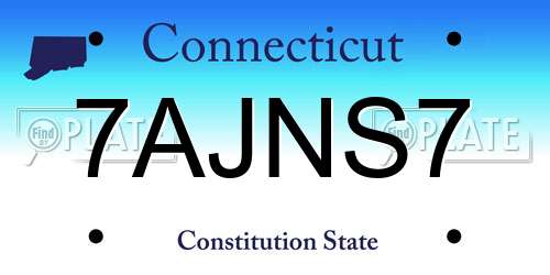 7AJNS7 Connecticut License Plate