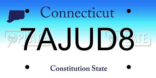 7AJUD8 Connecticut License Plate