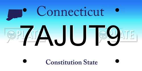 7AJUT9 Connecticut License Plate