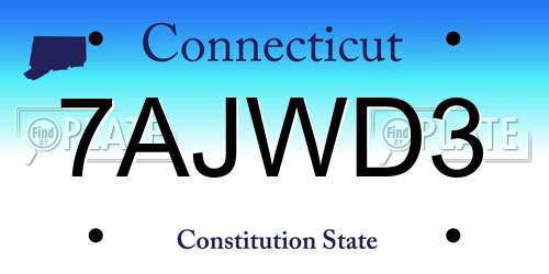 7AJWD3 Connecticut License Plate