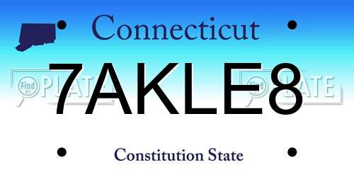 7AKLE8 Connecticut License Plate