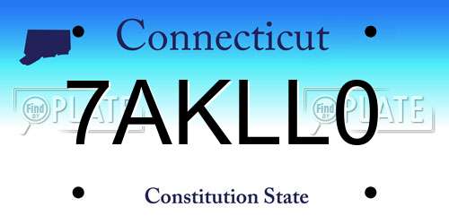 7AKLL0 Connecticut License Plate