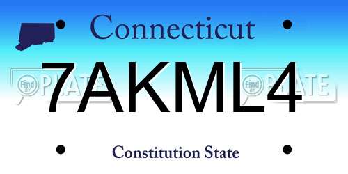7AKML4 Connecticut License Plate