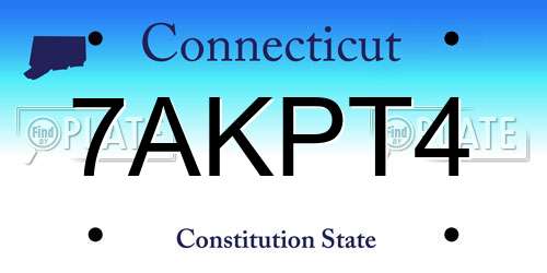 7AKPT4 Connecticut License Plate