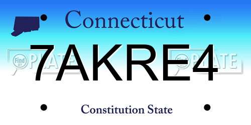 7AKRE4 Connecticut License Plate