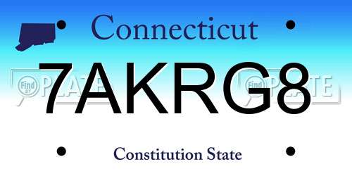 7AKRG8 Connecticut License Plate