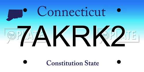 7AKRK2 Connecticut License Plate