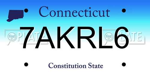 7AKRL6 Connecticut License Plate
