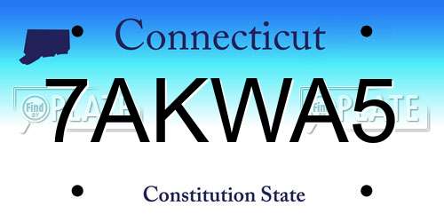 7AKWA5 Connecticut License Plate