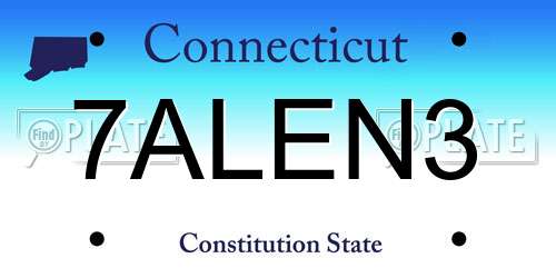 7ALEN3 Connecticut License Plate