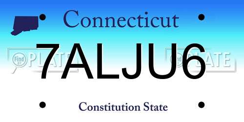 7ALJU6 Connecticut License Plate