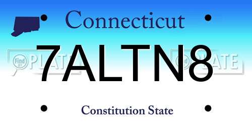 7ALTN8 Connecticut License Plate