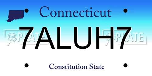 7ALUH7 Connecticut License Plate