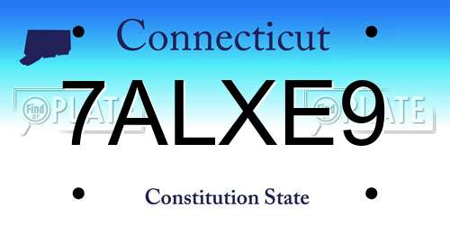 7ALXE9 Connecticut License Plate
