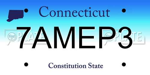 7AMEP3 Connecticut License Plate
