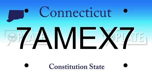 7AMEX7 Connecticut License Plate