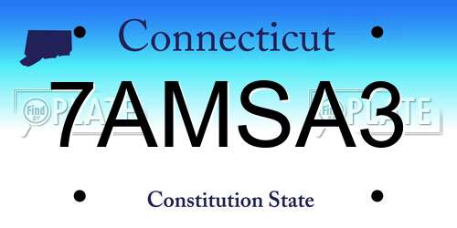 7AMSA3 Connecticut License Plate