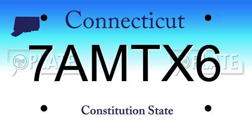 7AMTX6 Connecticut License Plate