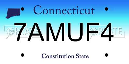 7AMUF4 Connecticut License Plate