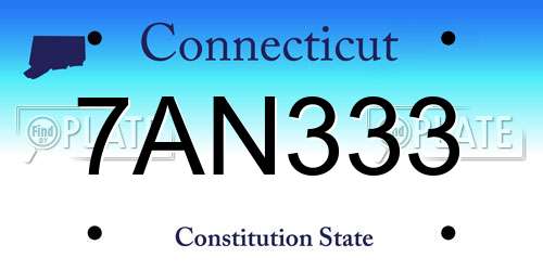7AN333 Connecticut License Plate