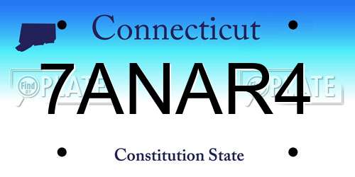 7ANAR4 Connecticut License Plate