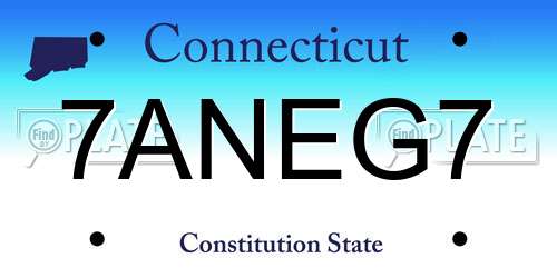 7ANEG7 Connecticut License Plate