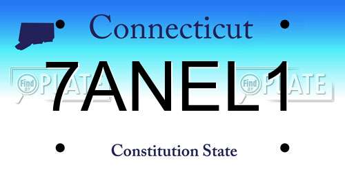 7ANEL1 Connecticut License Plate