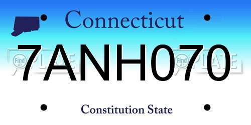 7ANH070 Connecticut License Plate