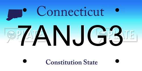 7ANJG3 Connecticut License Plate