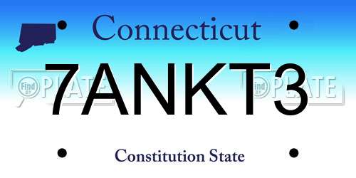 7ANKT3 Connecticut License Plate