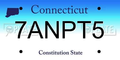 7ANPT5 Connecticut License Plate