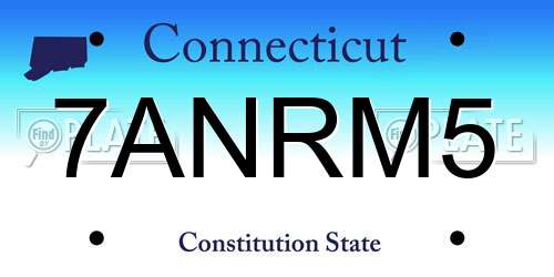 7ANRM5 Connecticut License Plate