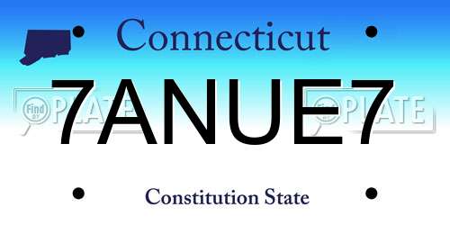 7ANUE7 Connecticut License Plate