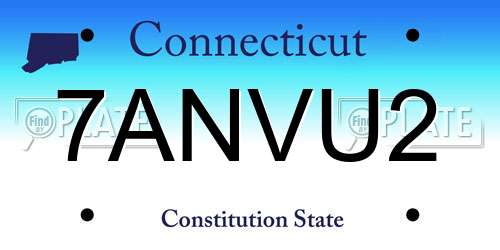7ANVU2 Connecticut License Plate