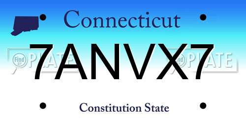 7ANVX7 Connecticut License Plate